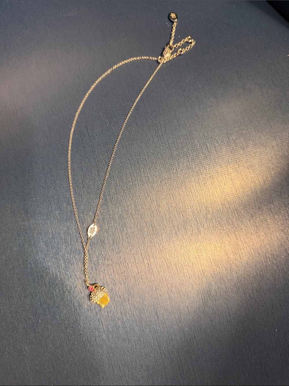 Juicy Couture Gold-Tone Cupcake Necklace with Pink & Yellow Accents